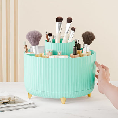 360° Rotate Makeup Brush Holder Organizer, Makeup Organizers Countertop, Makeup organization and Skincare Storage for Vanity, Desktop, Bathroom (White)