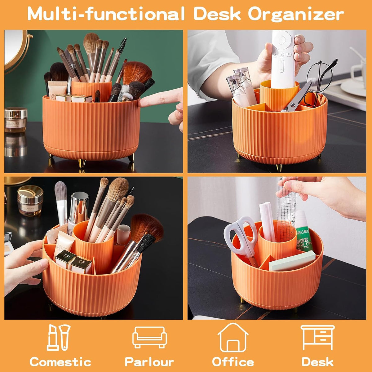 360° Rotate Makeup Brush Holder Organizer, Makeup Organizers Countertop, Makeup organization and Skincare Storage for Vanity, Desktop, Bathroom (White)