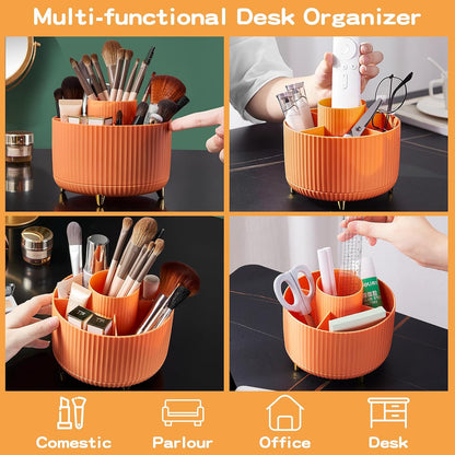 360° Rotate Makeup Brush Holder Organizer, Makeup Organizers Countertop, Makeup organization and Skincare Storage for Vanity, Desktop, Bathroom (White)