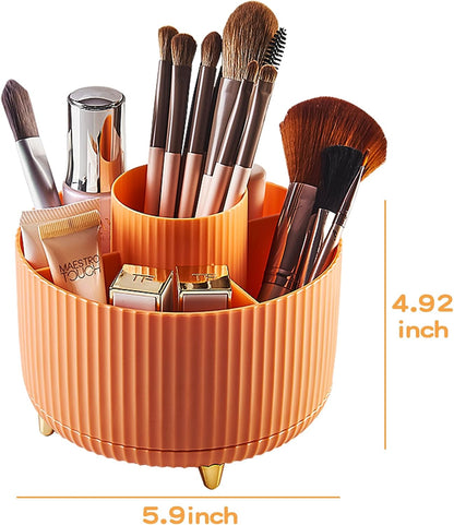 360° Rotate Makeup Brush Holder Organizer, Makeup Organizers Countertop, Makeup organization and Skincare Storage for Vanity, Desktop, Bathroom (White)