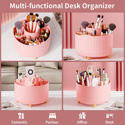 360° Rotate Makeup Brush Holder Organizer, Makeup Organizers Countertop, Makeup organization and Skincare Storage for Vanity, Desktop, Bathroom (White)