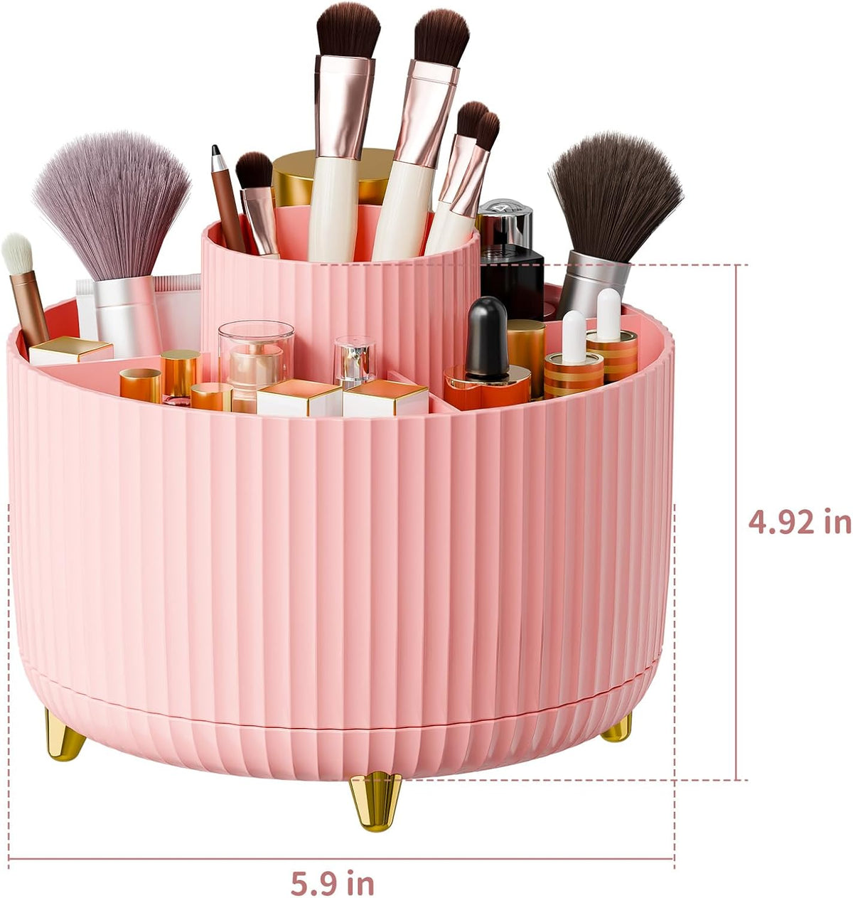 360° Rotate Makeup Brush Holder Organizer, Makeup Organizers Countertop, Makeup organization and Skincare Storage for Vanity, Desktop, Bathroom (White)