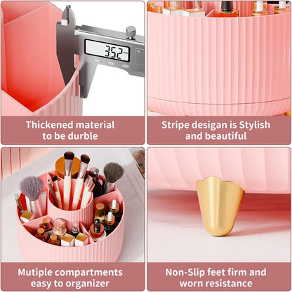 360° Rotate Makeup Brush Holder Organizer, Makeup Organizers Countertop, Makeup organization and Skincare Storage for Vanity, Desktop, Bathroom (White)