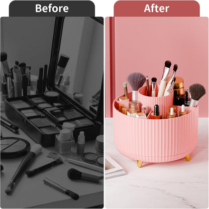 360° Rotate Makeup Brush Holder Organizer, Makeup Organizers Countertop, Makeup organization and Skincare Storage for Vanity, Desktop, Bathroom (White)