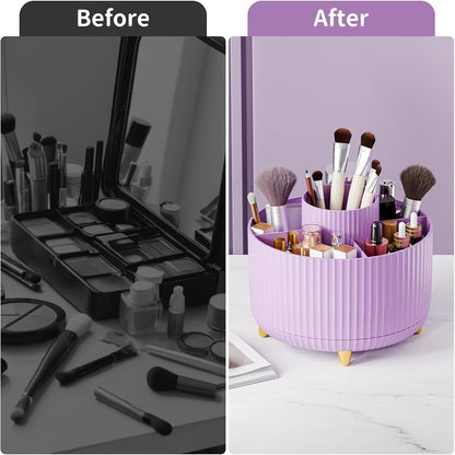 360° Rotate Makeup Brush Holder Organizer, Makeup Organizers Countertop, Makeup organization and Skincare Storage for Vanity, Desktop, Bathroom (White)