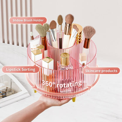 360° Rotate Makeup Brush Holder Organizer, Makeup Organizers Countertop, Makeup organization and Skincare Storage for Vanity, Desktop, Bathroom (White)