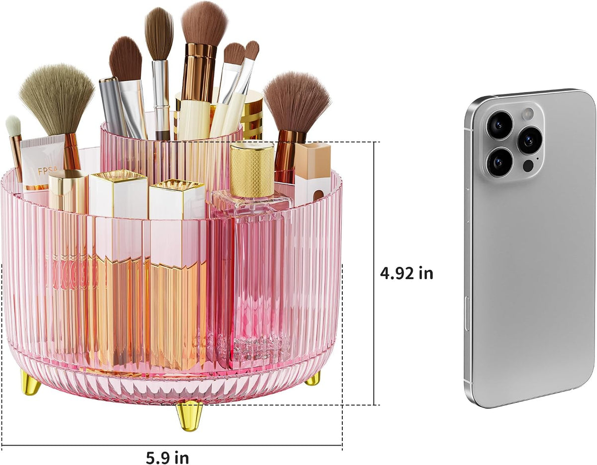 360° Rotate Makeup Brush Holder Organizer, Makeup Organizers Countertop, Makeup organization and Skincare Storage for Vanity, Desktop, Bathroom (White)