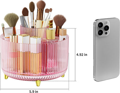 360° Rotate Makeup Brush Holder Organizer, Makeup Organizers Countertop, Makeup organization and Skincare Storage for Vanity, Desktop, Bathroom (White)