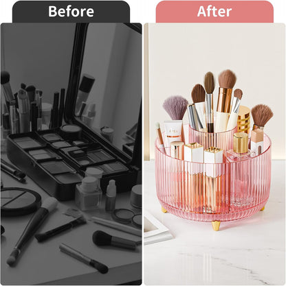 360° Rotate Makeup Brush Holder Organizer, Makeup Organizers Countertop, Makeup organization and Skincare Storage for Vanity, Desktop, Bathroom (White)