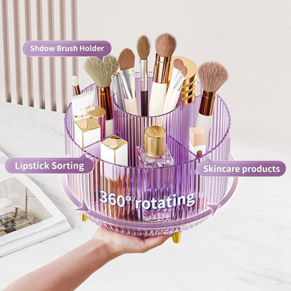 360° Rotate Makeup Brush Holder Organizer, Makeup Organizers Countertop, Makeup organization and Skincare Storage for Vanity, Desktop, Bathroom (White)