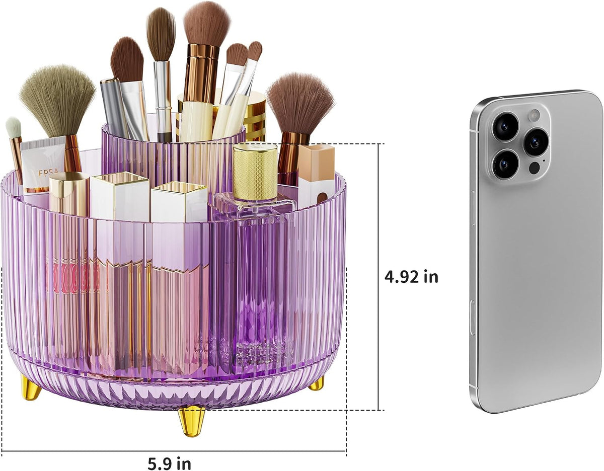 360° Rotate Makeup Brush Holder Organizer, Makeup Organizers Countertop, Makeup organization and Skincare Storage for Vanity, Desktop, Bathroom (White)