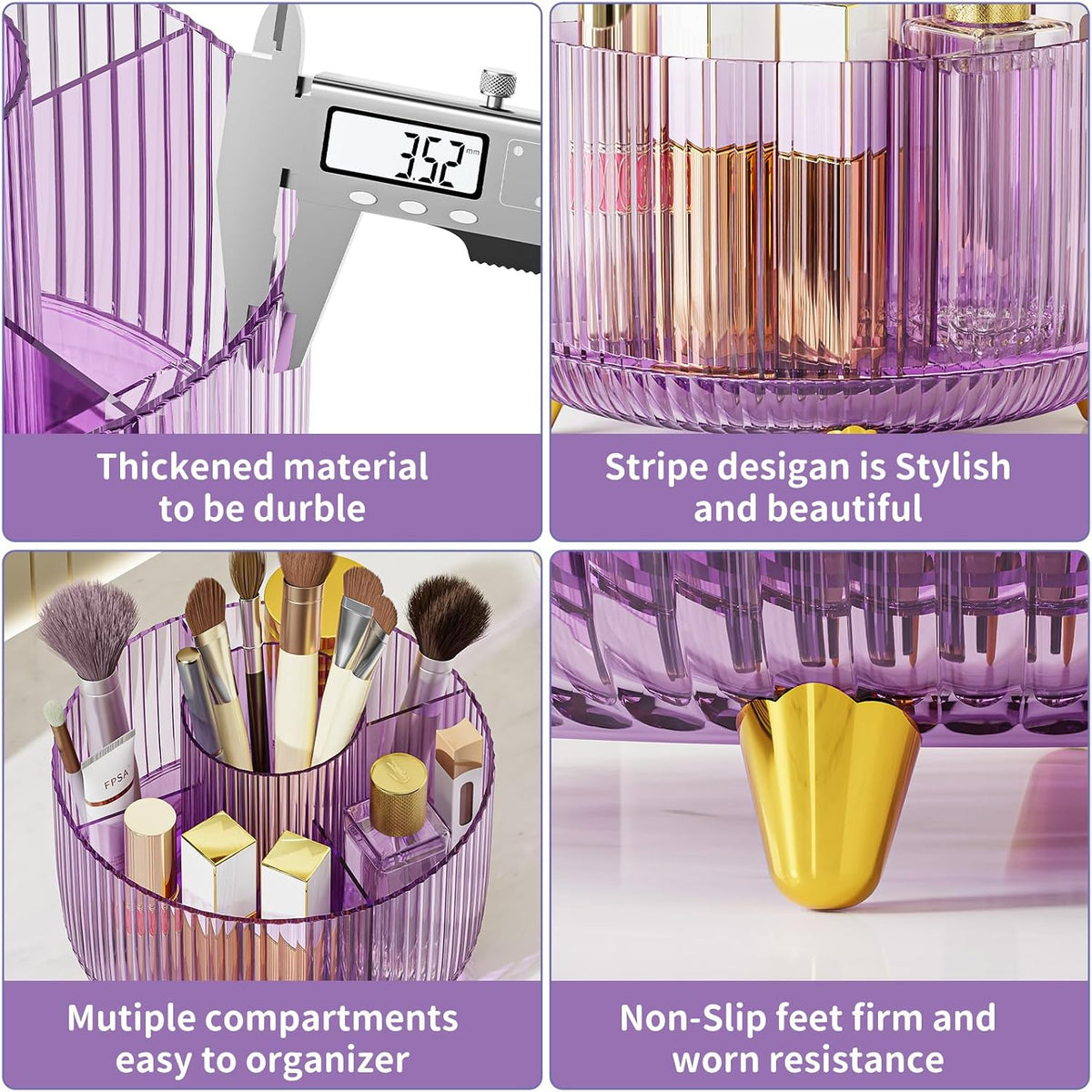 360° Rotate Makeup Brush Holder Organizer, Makeup Organizers Countertop, Makeup organization and Skincare Storage for Vanity, Desktop, Bathroom (White)