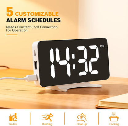 Digital Alarm Clock for Bedroom Dimmable Dual Desk Clock for Heavy Sleepers