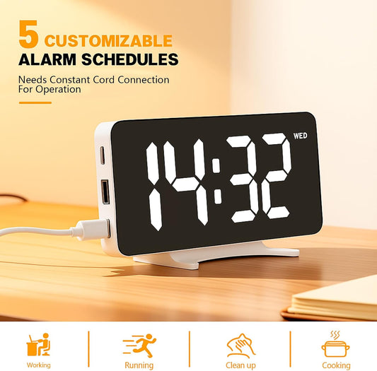 Digital Alarm Clock for Bedroom Dimmable Dual Desk Clock for Heavy Sleepers
