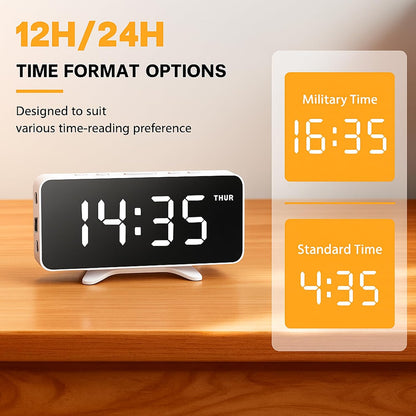 Digital Alarm Clock for Bedroom Dimmable Dual Desk Clock for Heavy Sleepers