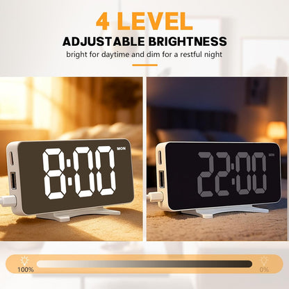 Digital Alarm Clock for Bedroom Dimmable Dual Desk Clock for Heavy Sleepers
