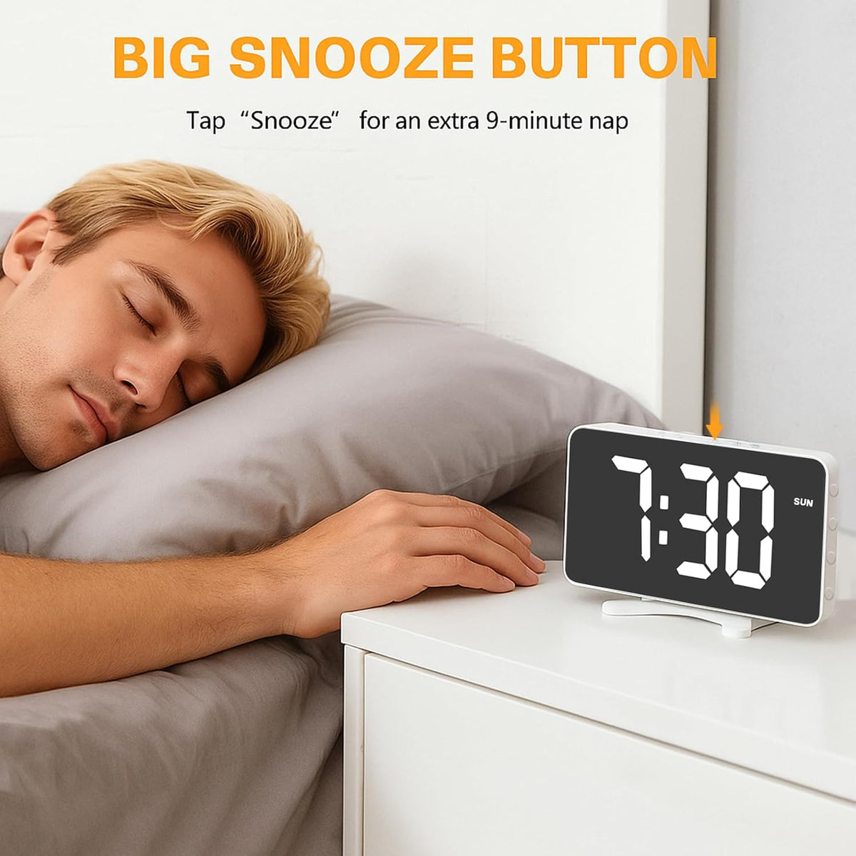 Digital Alarm Clock for Bedroom Dimmable Dual Desk Clock for Heavy Sleepers