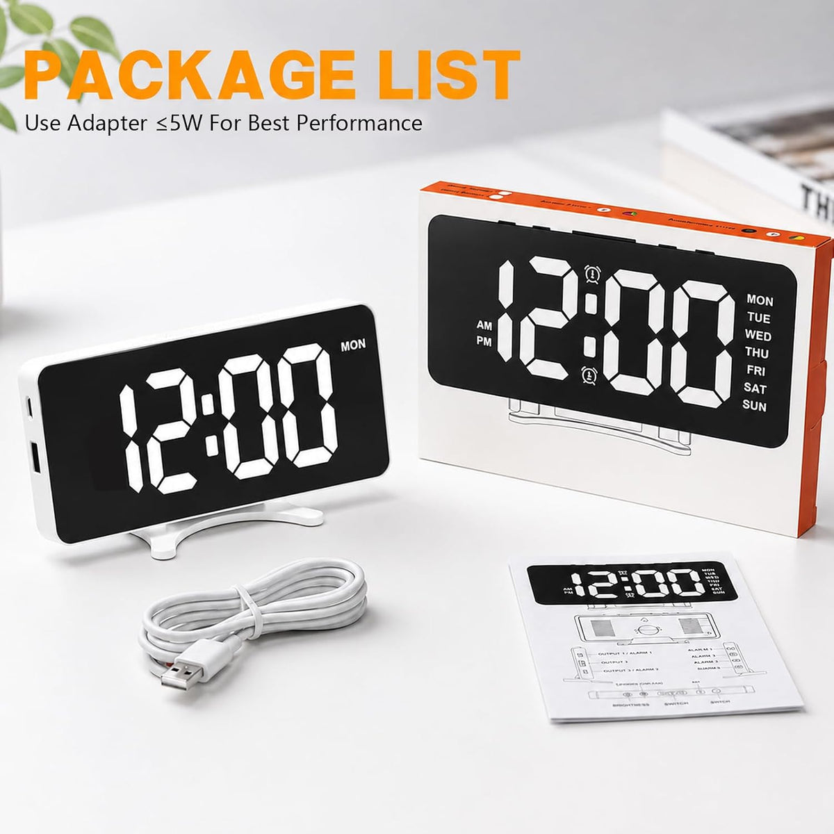 Digital Alarm Clock for Bedroom Dimmable Dual Desk Clock for Heavy Sleepers