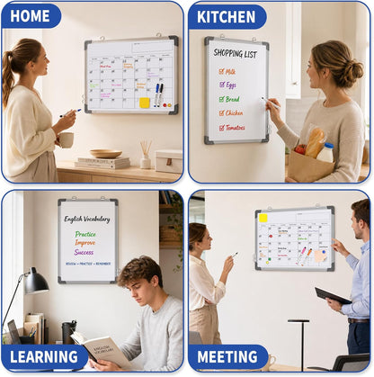 Monthly Calendar Whiteboard for Wall, Dry Erase Board, Magnetic White Board