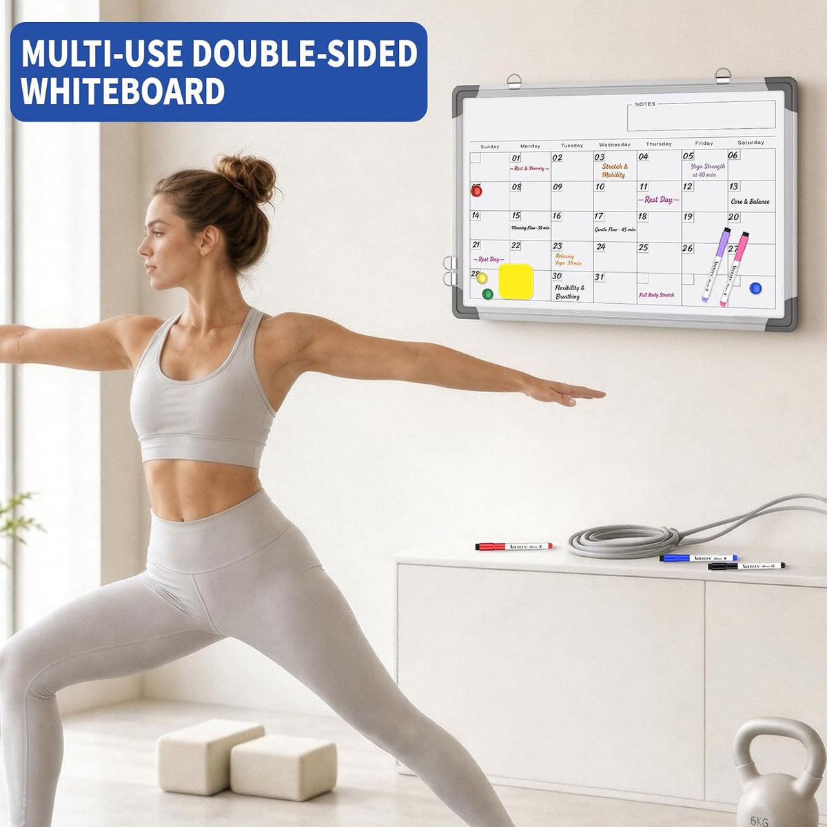 Monthly Calendar Whiteboard for Wall, Dry Erase Board, Magnetic White Board
