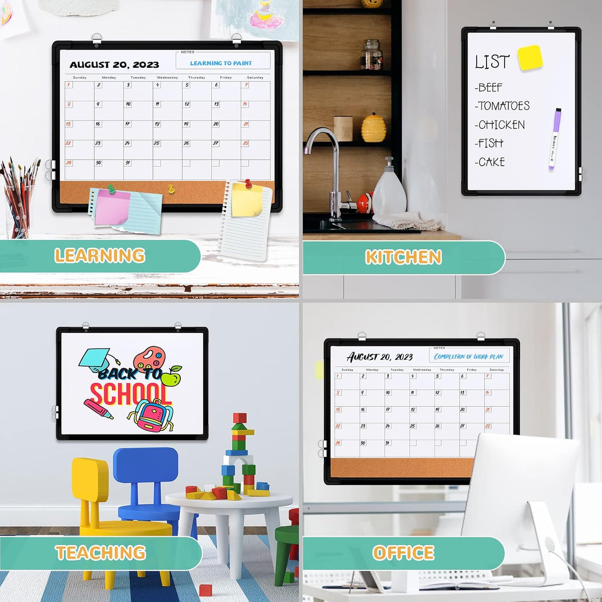 Monthly Calendar Whiteboard for Wall, Dry Erase Board, Magnetic White Board
