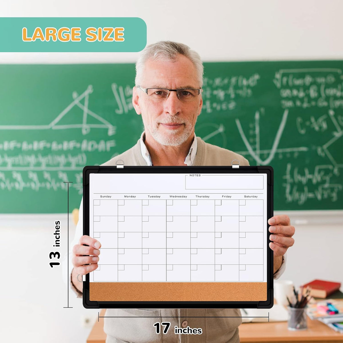 Monthly Calendar Whiteboard for Wall, Dry Erase Board, Magnetic White Board