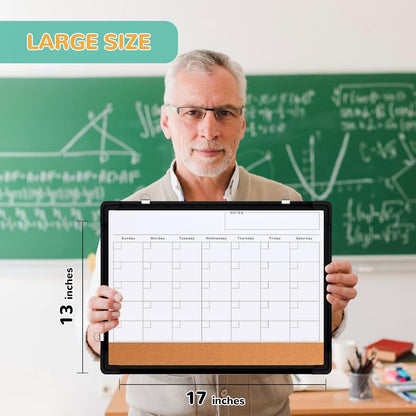 Monthly Calendar Whiteboard for Wall, Dry Erase Board, Magnetic White Board