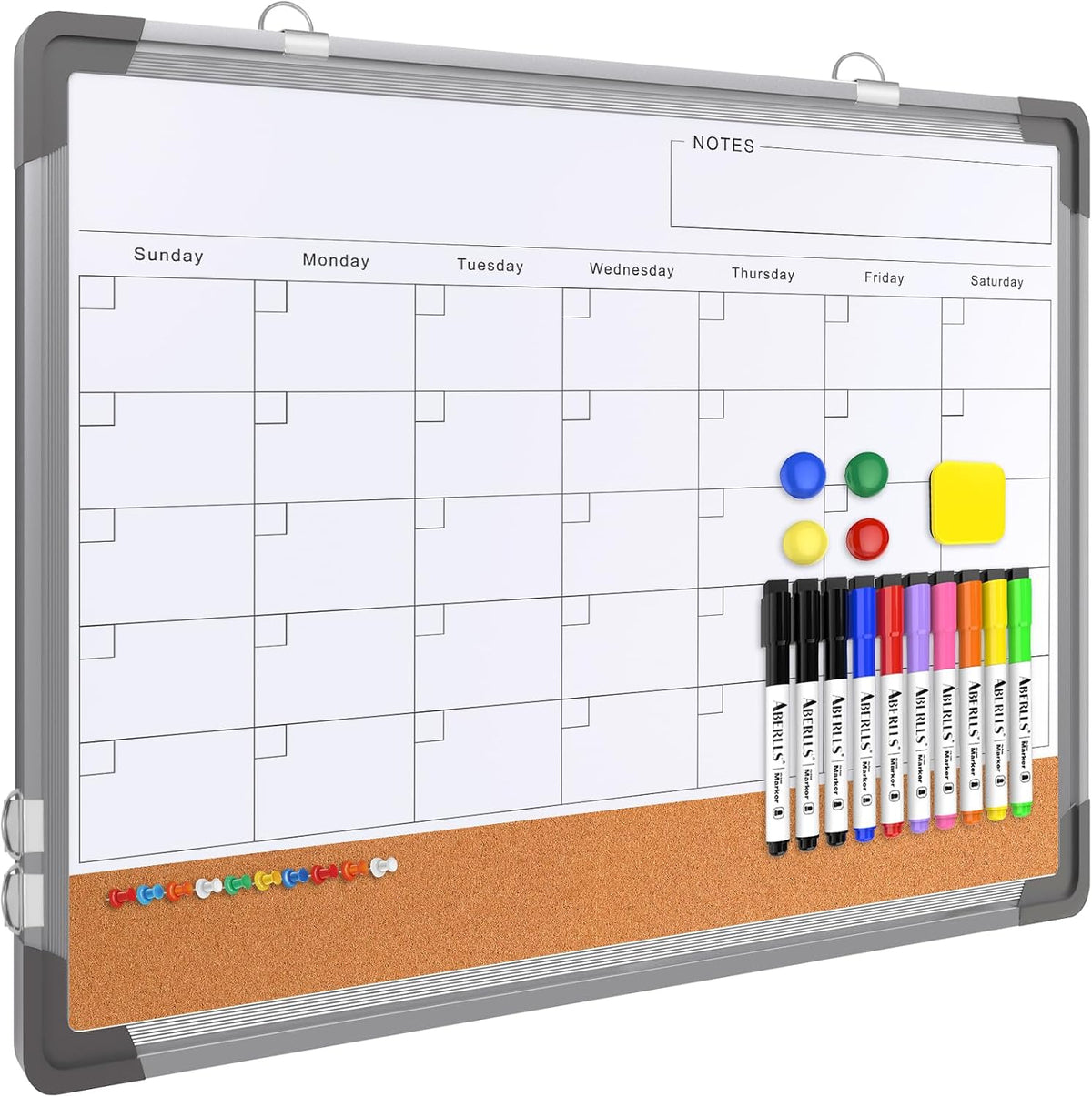 Monthly Calendar Whiteboard for Wall, Dry Erase Board, Magnetic White Board