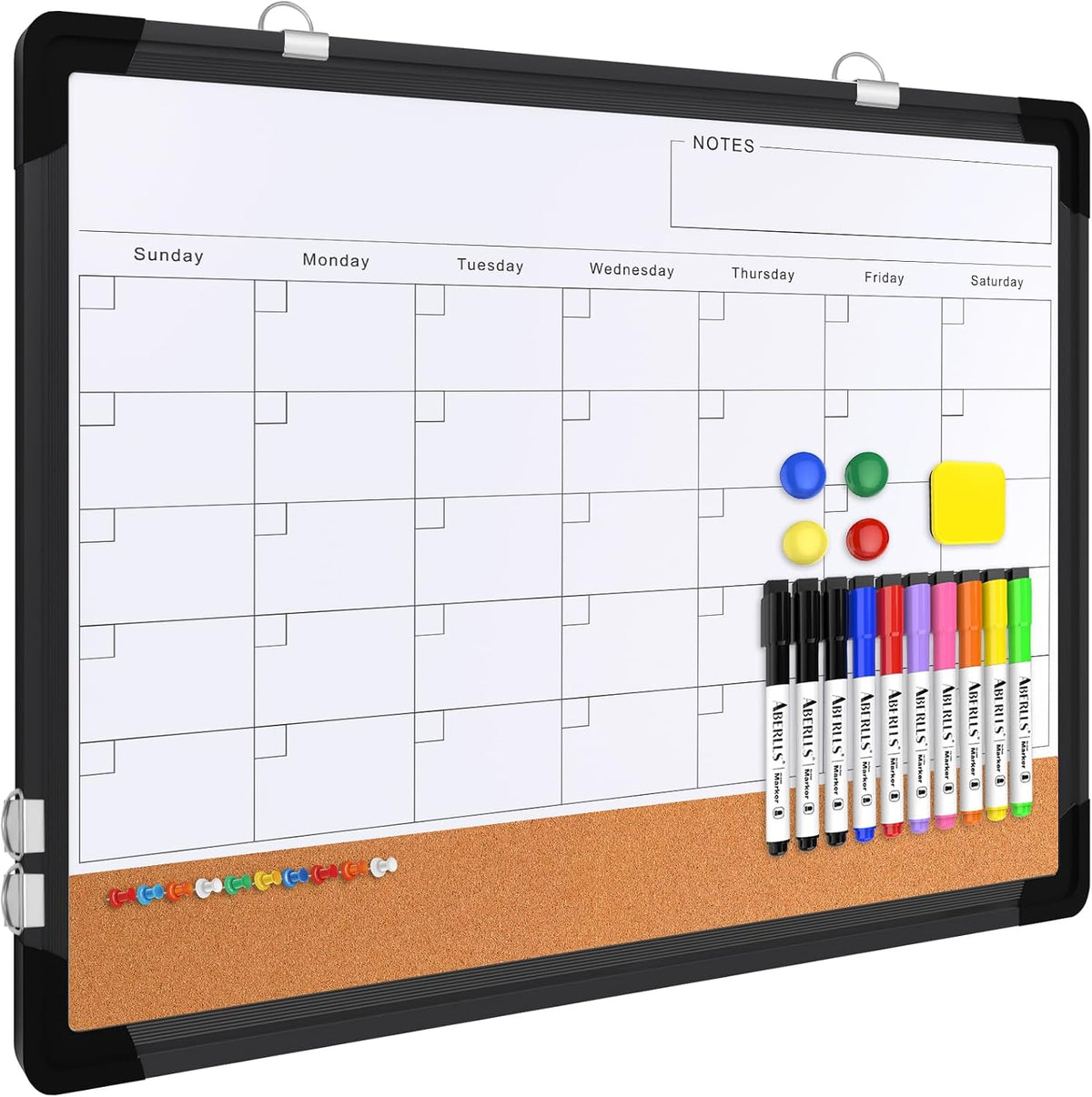 Monthly Calendar Whiteboard for Wall, Dry Erase Board, Magnetic White Board