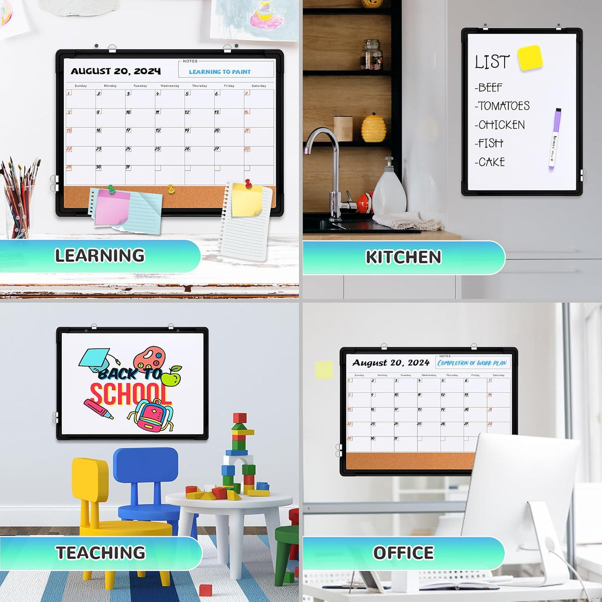 Monthly Calendar Whiteboard for Wall, Dry Erase Board, Magnetic White Board