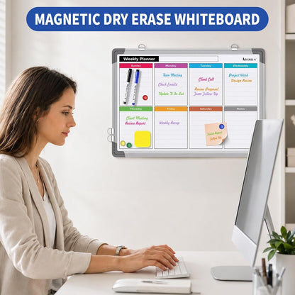 Monthly Calendar Whiteboard for Wall, Dry Erase Board, Magnetic White Board
