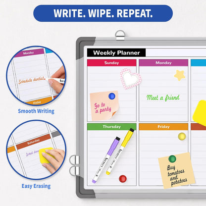 Monthly Calendar Whiteboard for Wall, Dry Erase Board, Magnetic White Board