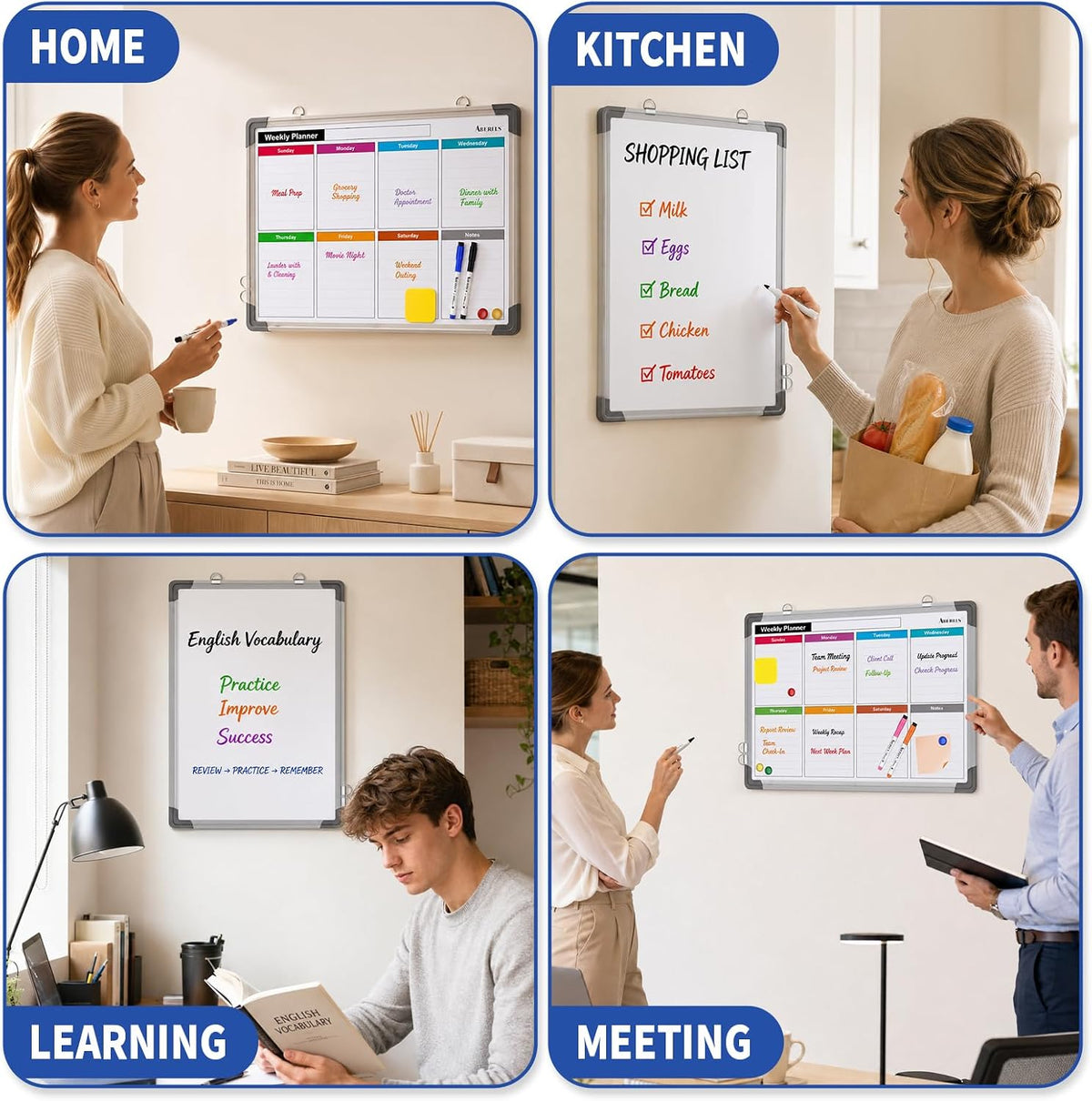 Monthly Calendar Whiteboard for Wall, Dry Erase Board, Magnetic White Board