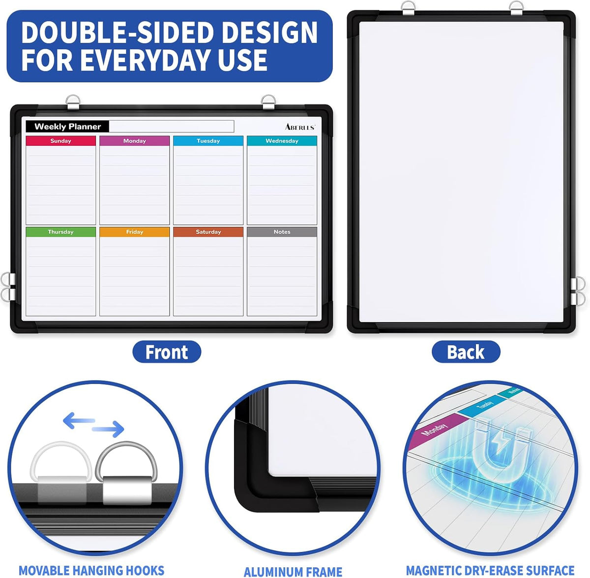 Monthly Calendar Whiteboard for Wall, Dry Erase Board, Magnetic White Board