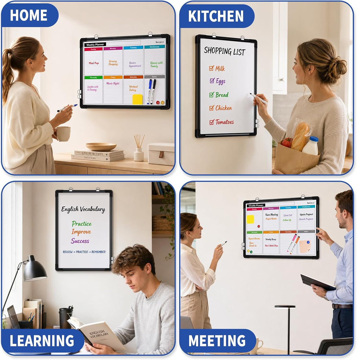 Monthly Calendar Whiteboard for Wall, Dry Erase Board, Magnetic White Board