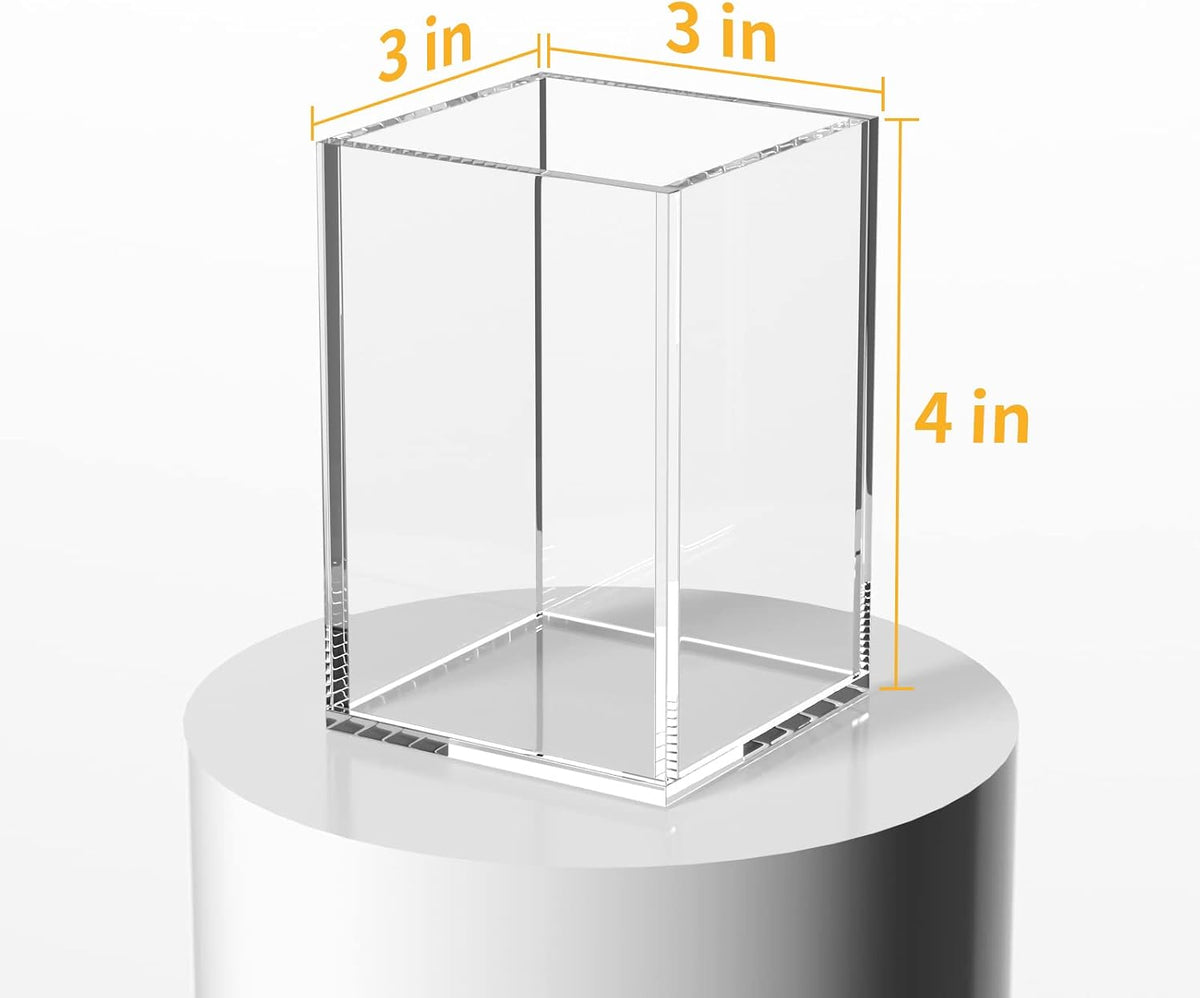 Acrylic Pen Holder for Desk, Clear Pencil Cup Organizer 2 Packs
