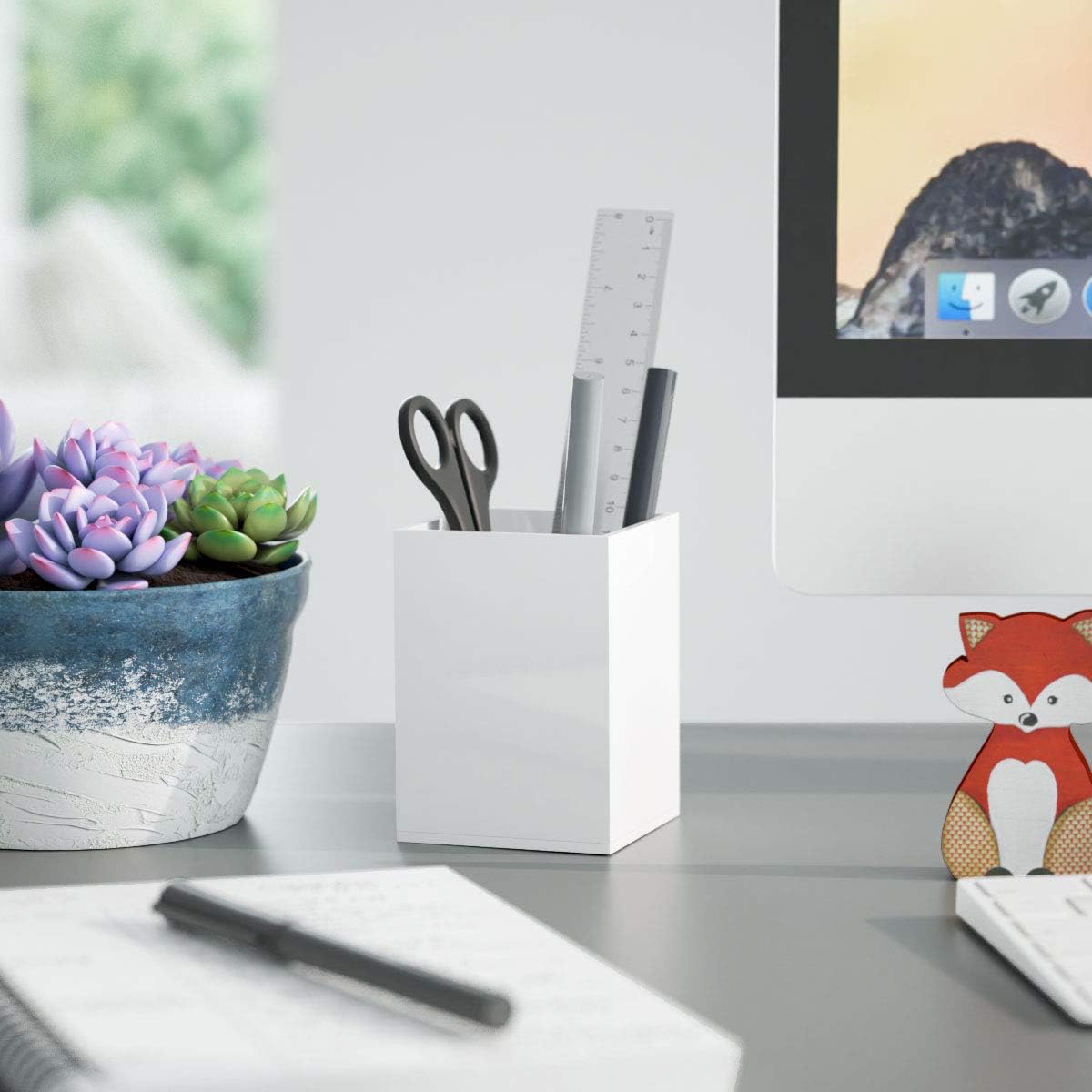 Acrylic Pen Holder for Desk, Clear Pencil Cup Organizer 2 Packs
