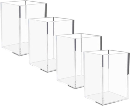 Acrylic Pen Holder for Desk, Clear Pencil Cup Organizer 2 Packs