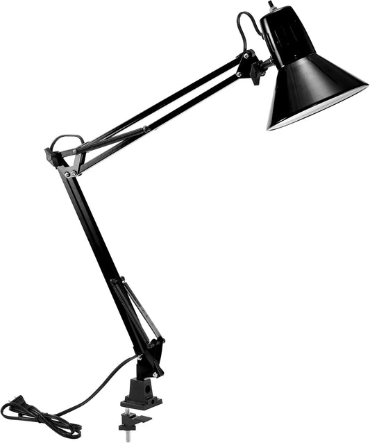 Bostitch Office VLF100 LED Swing Arm Desk Lamp with Clamp Mount, 36" Reach, Includes LED Bulb,Black