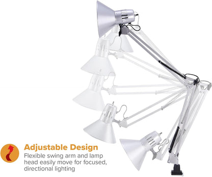 Bostitch Office VLF100 LED Swing Arm Desk Lamp with Clamp Mount, 36" Reach, Includes LED Bulb,Black