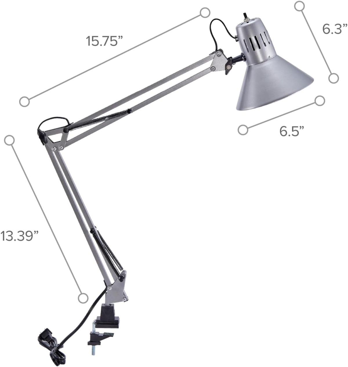 Bostitch Office VLF100 LED Swing Arm Desk Lamp with Clamp Mount, 36" Reach, Includes LED Bulb,Black