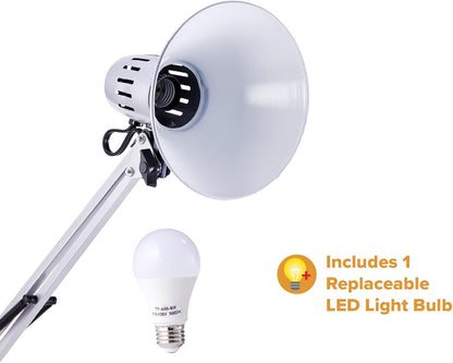 Bostitch Office VLF100 LED Swing Arm Desk Lamp with Clamp Mount, 36" Reach, Includes LED Bulb,Black