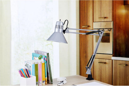 Bostitch Office VLF100 LED Swing Arm Desk Lamp with Clamp Mount, 36" Reach, Includes LED Bulb,Black