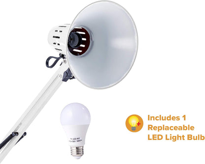 Bostitch Office VLF100 LED Swing Arm Desk Lamp with Clamp Mount, 36" Reach, Includes LED Bulb,Black