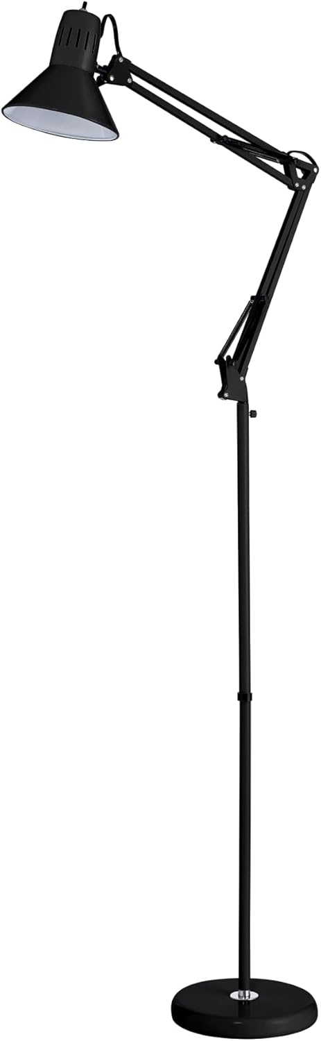 Bostitch Office VLF100 LED Swing Arm Desk Lamp with Clamp Mount, 36" Reach, Includes LED Bulb,Black