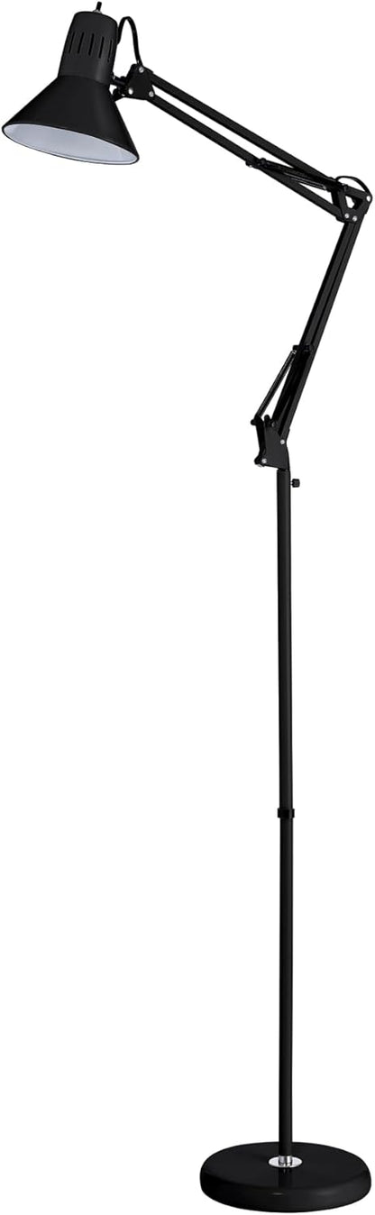 Bostitch Office VLF100 LED Swing Arm Desk Lamp with Clamp Mount, 36" Reach, Includes LED Bulb,Black