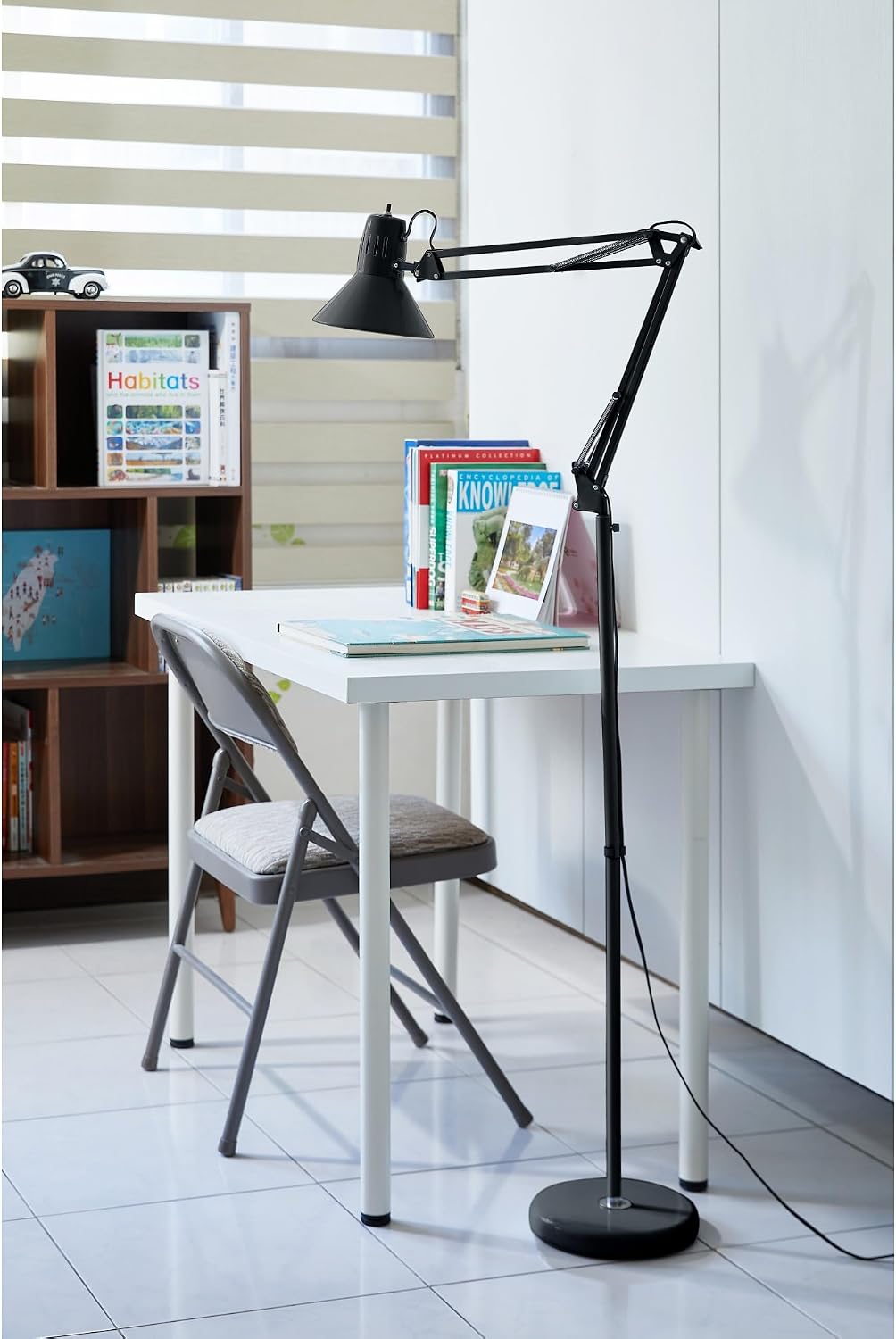 Bostitch Office VLF100 LED Swing Arm Desk Lamp with Clamp Mount, 36" Reach, Includes LED Bulb,Black