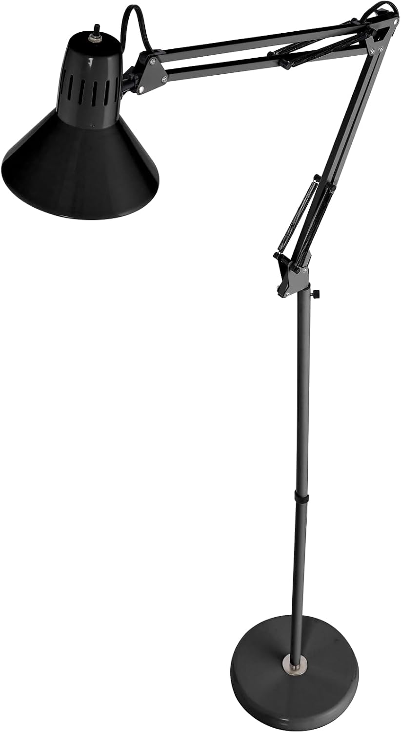 Bostitch Office VLF100 LED Swing Arm Desk Lamp with Clamp Mount, 36" Reach, Includes LED Bulb,Black