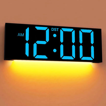 Digital Wall Clock with Big LED Numbers for Classroom, Wall Clock with 8 RGB Colors for Senior, Digital Clock with Auto DST, Night Light for Bedroom (Black)