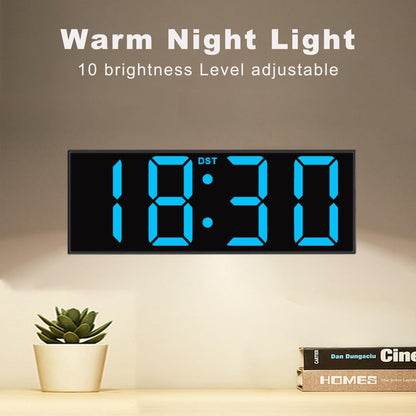 Digital Wall Clock with Big LED Numbers for Classroom, Wall Clock with 8 RGB Colors for Senior, Digital Clock with Auto DST, Night Light for Bedroom (Black)
